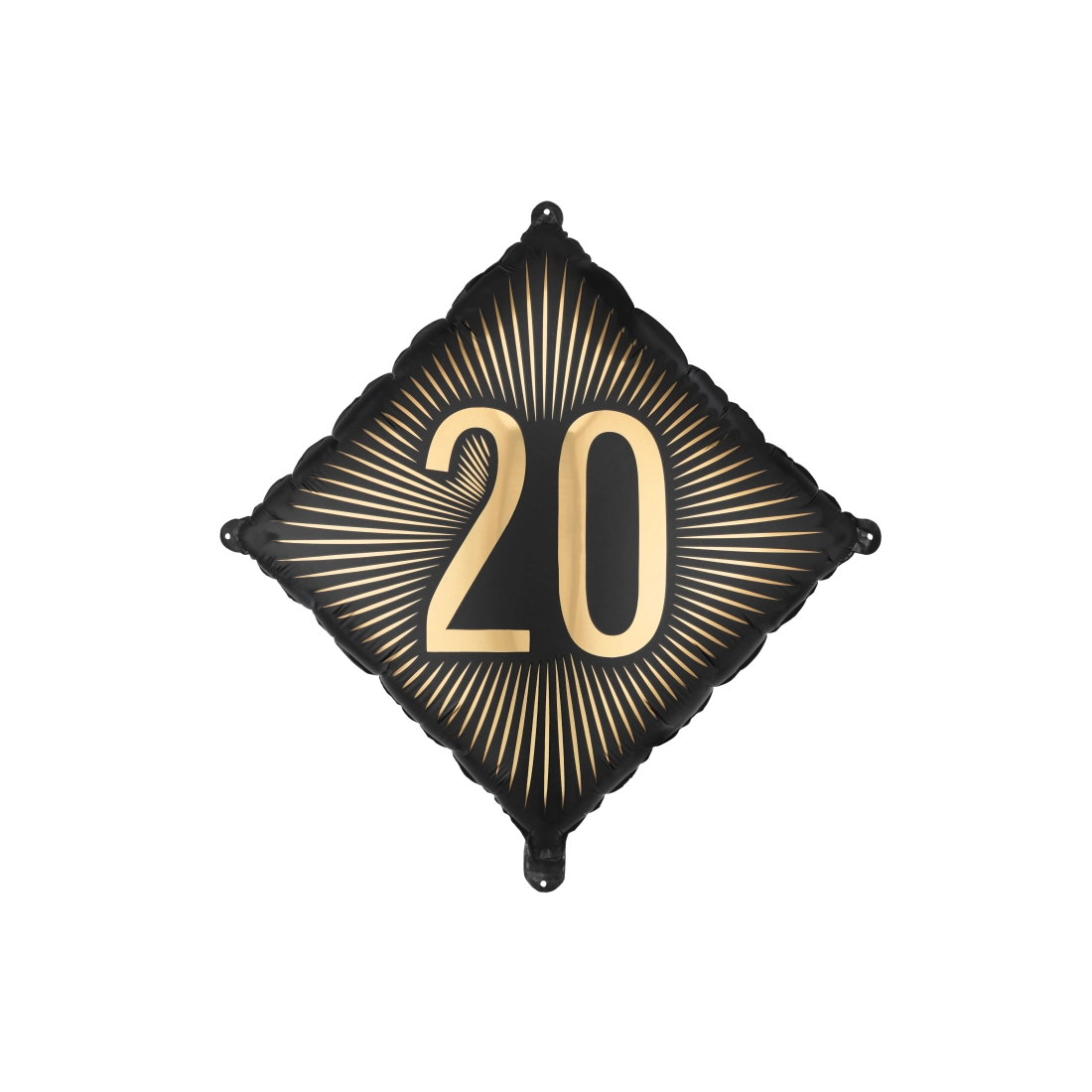 Černý fóliový balón 20 s pozlaceným nápisem, 46 x 46 cm